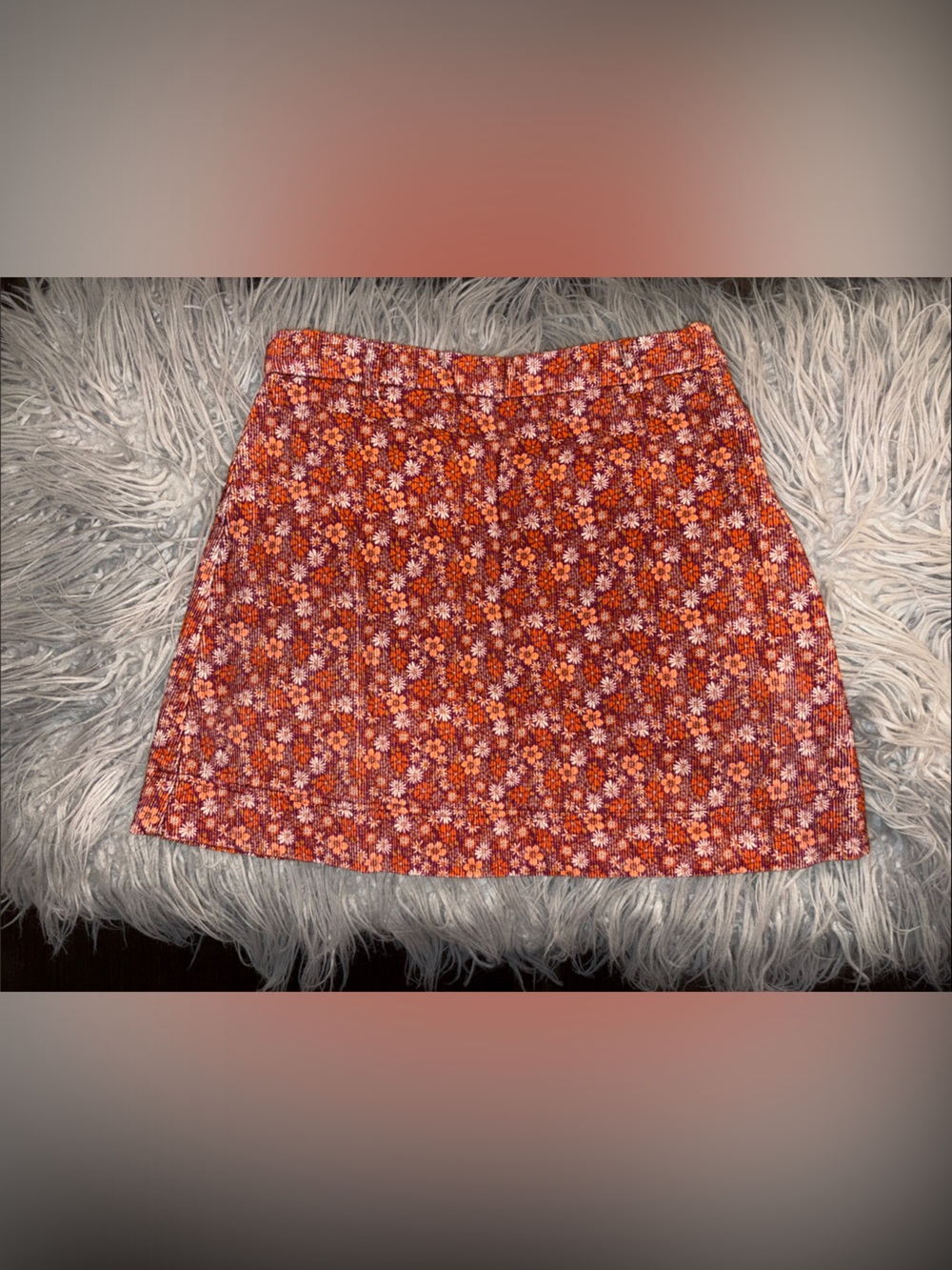 Zara Orange Floral Mini Skirt with Pink Accents